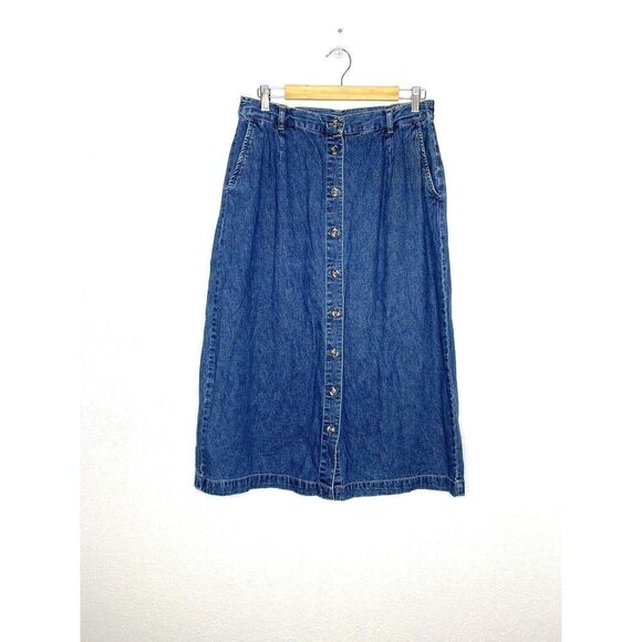 Cabin Creek Size 16 Denim Jean Skirt Button Front Cabincreek Y2K Retro 80s Midi - Picture 1 of 6